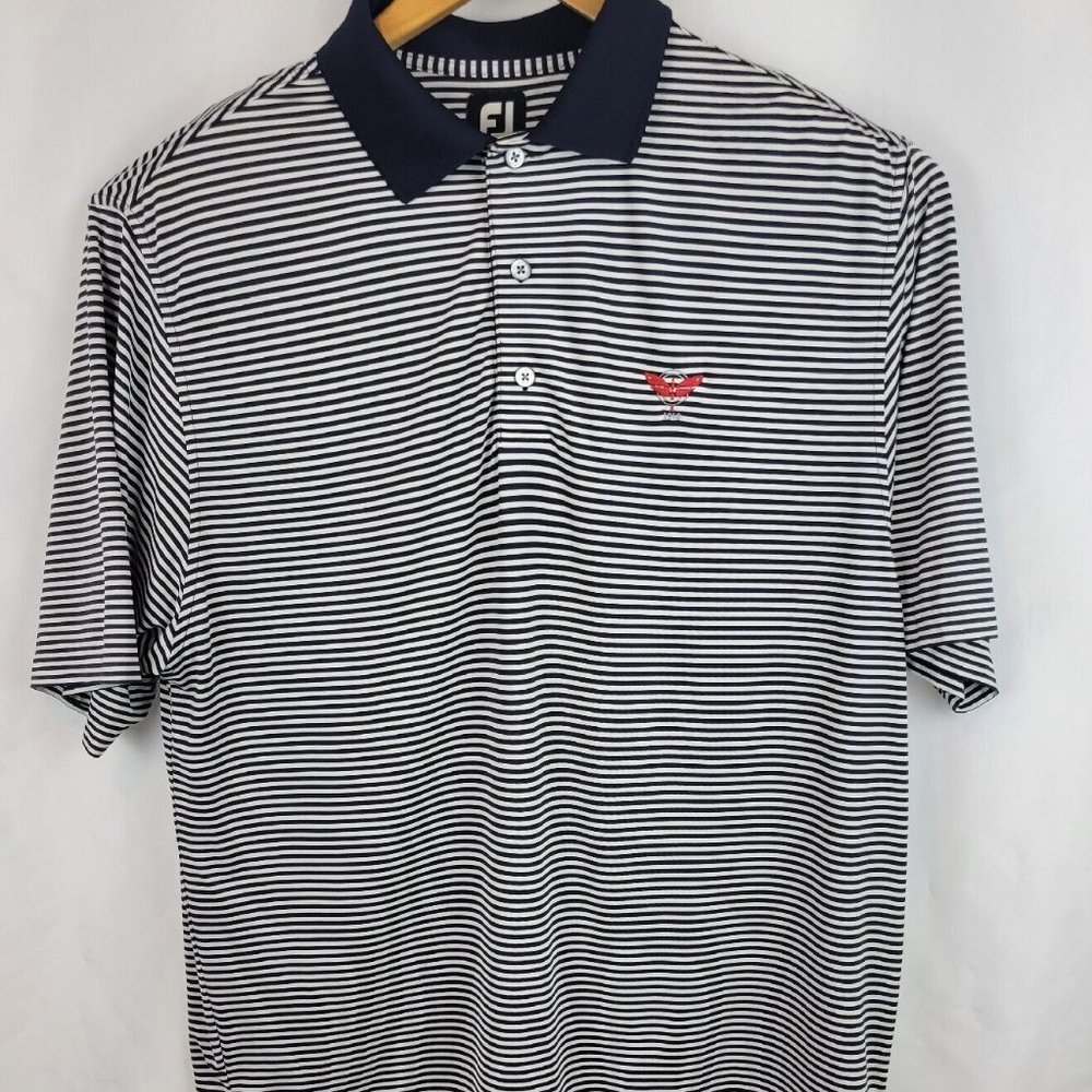 FootJoy FJ Golf Polo Shirt Men's M Color Blue Stripe Huntington Country Club